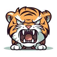 Angry Tiger Cartoon Mascot Character. Vector Illustration.