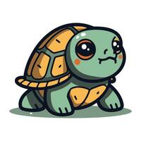 linda dibujos animados tortuga. vector ilustración aislado en un blanco antecedentes.