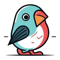 Vector illustration of cute little bird. Flat line art style design.