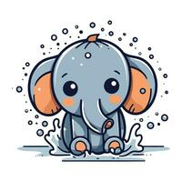 linda pequeño elefante personaje. vector ilustración en plano dibujos animados estilo.