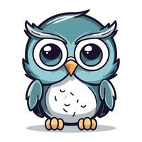 Owl cartoon character. Vector illustration isolated on the white background.