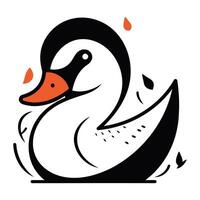 Vector illustration of a cute little swan on a white background.