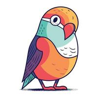 Vector illustration of cute cartoon parrot bird isolated on white background.