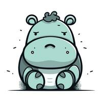 Cute hippopotamus cartoon character. Vector illustration of a cute hippo.