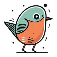 vector ilustración de un linda pequeño pájaro en un blanco antecedentes. dibujos animados personaje.