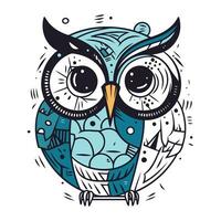 Owl. Hand drawn vector illustration in doodle style.