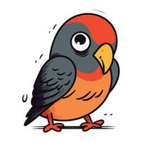 Vector illustration of a cute cartoon bullfinch. Isolated on white background.