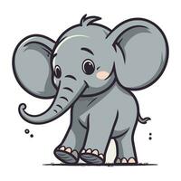 linda pequeño elefante aislado en un blanco antecedentes. vector ilustración.