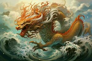 Chinese mythical dragon. Generate Ai photo