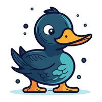 Duck. Vector illustration of a cute cartoon duck. Isolated on white background.