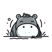 Cute hippopotamus doodle icon. Vector illustration.