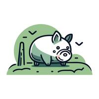 Piggy vector illustration. Cute piggy farm animal.