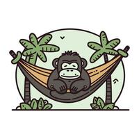 Monkey in a hammock. Vector illustration in cartoon style.