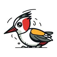 Cute cartoon woodpecker. Vector illustration isolated on white background.