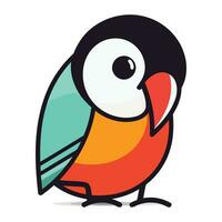 Cute cartoon parrot. Vector illustration isolated on white background.