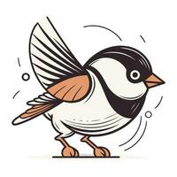 Vector illustration of a cute cartoon titmouse. Isolated on white background.