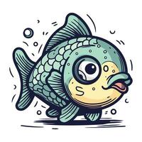 Cute cartoon fish. Vector illustration isolated on a white background.