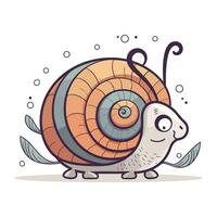 Cute cartoon snail on white background. Vector illustration for your design