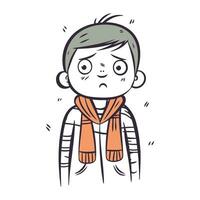 Illustration of a boy wearing a warm scarf and a scarf. vector