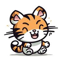 Cute cartoon tiger. Vector illustration isolated on a white background.