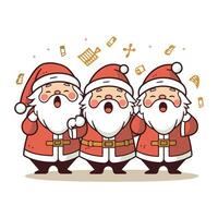 Papa Noel claus con música notas dibujos animados vector ilustración eps 10