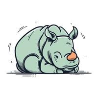 Cartoon rhinoceros. Vector illustration on white background.