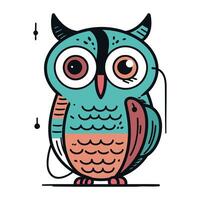 Cute cartoon owl. Colorful vector illustration in doodle style.