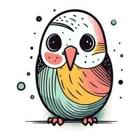 Cute cartoon parrot. Hand drawn vector illustration on white background.