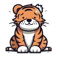 Cute cartoon tiger. Vector illustration isolated on a white background.