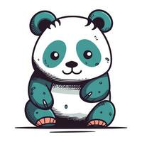 linda dibujos animados panda oso. vector ilustración de un panda oso.