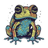 Frog. Hand drawn vector illustration. T shirt print design.