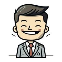 Businessman Smiling Face   Vector Cartoon Illustration