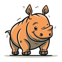 Cute cartoon rhinoceros isolated on white background. Vector illustration.