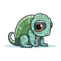 Cute cartoon chameleon isolated on white background. Vector illustration.