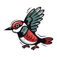 Cartoon woodpecker. Hand drawn vector illustration isolated on white background.