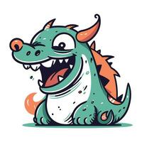 Funny cartoon dragon. Vector illustration isolated on a white background.