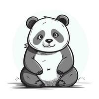 Cute cartoon panda sitting and looking at camera. Vector illustration.