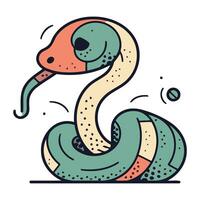Cute cartoon snake. Vector illustration in doodle style.