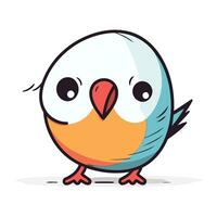 Cartoon cute bird. Vector illustration. Isolated on white background.