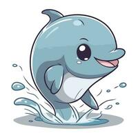 Illustration of a Cute Dolphin Posing in the Water   Vector