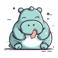 Cute hippopotamus. Vector illustration. Isolated on white background.