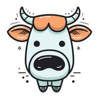 Cute cartoon cow. Vector illustration of a cute cow with horns.