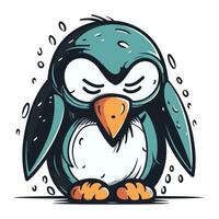 Cute cartoon penguin on a white background. Vector illustration.