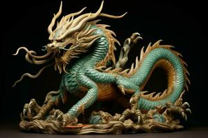 Mysterious Chinese mythical dragon. Generate Ai photo