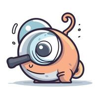 ojo aumentador vaso dibujos animados mascota personaje vector ilustración.