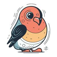 Vector illustration of a cute cartoon bullfinch. Cute bird.