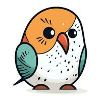 Cute cartoon parrot. Vector illustration. Isolated on white background.