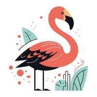 Flamingo. Vector illustration in flat style on a white background.