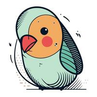 Cute little bird. Hand drawn vector illustration in cartoon style.