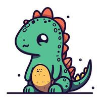 Cute cartoon dinosaur. Vector illustration in doodle style.